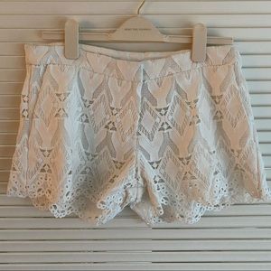 Maje white lace shorts